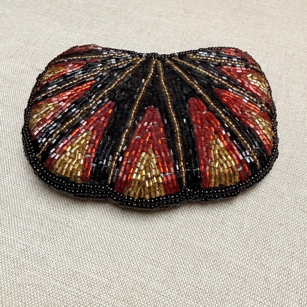 Vintage Beaded Art Deco Fan Style Coin Purse Wallet - Picture 4 of 9
